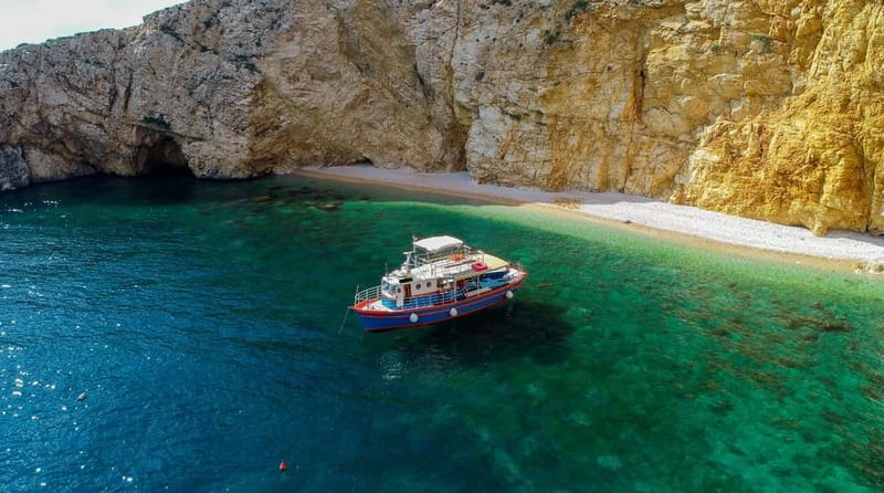 Krk: Golden Beach and Blue Cave Cruise with Welcome Drink - White-Headed Griffon Vultures Above Plavnik