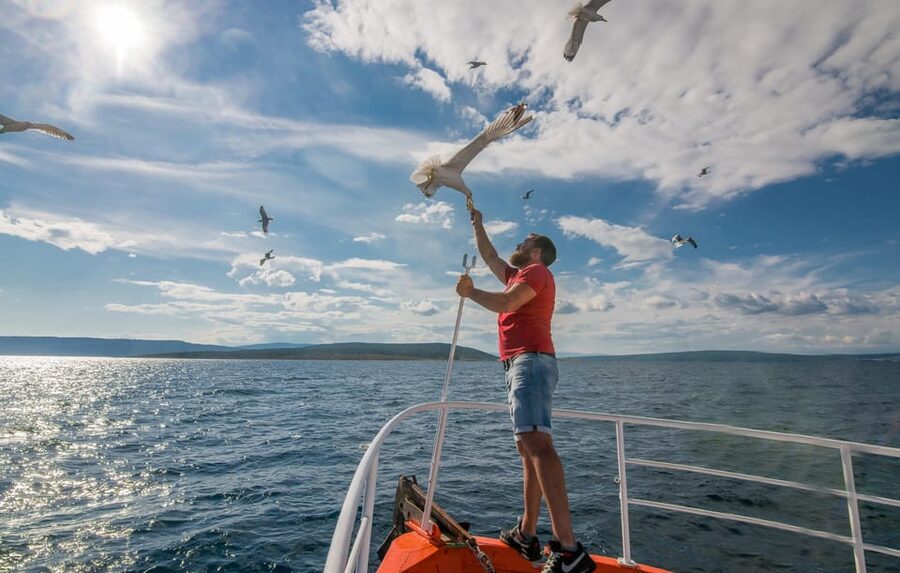 Krk: Golden Beach and Blue Cave Cruise with Welcome Drink - Swimming Through the Small Blue Cave