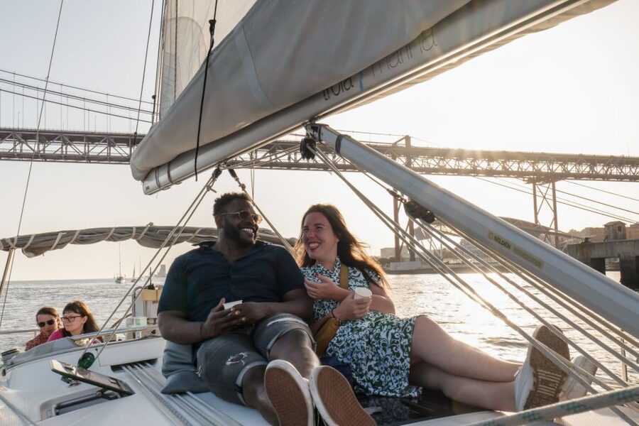Lisbon: Daytime/Sunset/Night City Sailboat Tour with Drink - Leaving the dock beside the Monument to the Discoveries