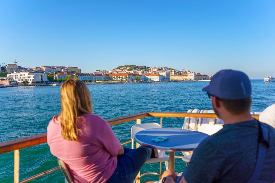 Lisbon: Tagus River Cruise with Welcome Drink - Belém Tower at close range