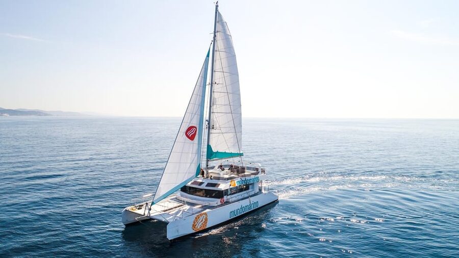 Malaga: Catamaran Sailing Cruise with Swimming & Optional DJ - The front nets are the prize seats