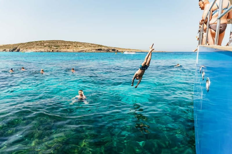 Malta: Blue Lagoon, Beaches & Bays Trip by Catamaran - The Blue Lagoon from the water
