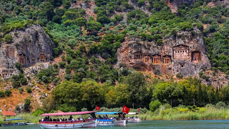 Marmaris: Dalyan Cruise, Turtle Beach & Mud Baths with Lunch - Cruising beneath the Kings’ Tombs