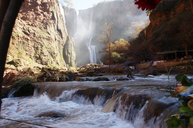 Marrakech: Ouzoud Waterfalls Guided Day Trip with Boat Ride - Walking down through olive trees and red cliffs