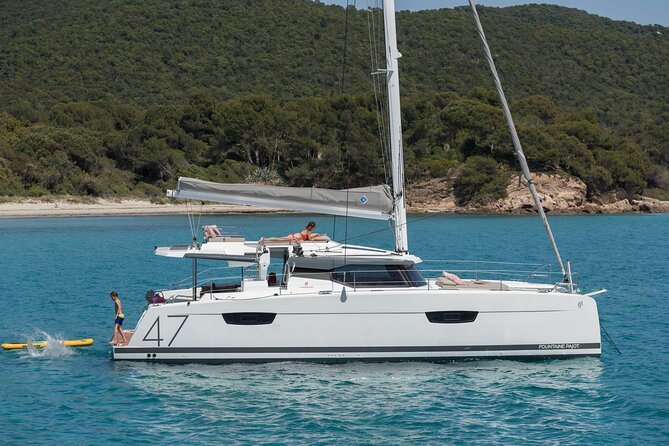 Mykonos: Brand-New Catamaran Cruise with Meal, Drinks & Transport - Boarding at Agia Anna and getting settled