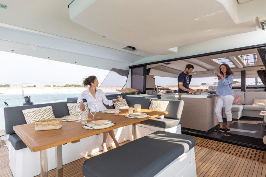 Mykonos: Catamaran Cruise with 3-Course Meal and Transfers - A modern catamaran with room to spread out