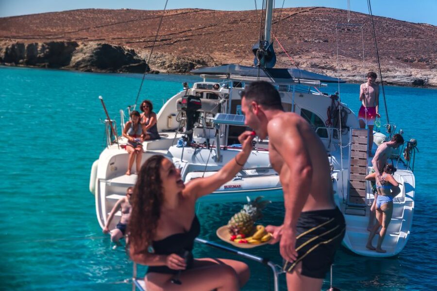 Mykonos: Catamaran Cruise with Lunch, Drinks and Transfer - Delos from the water, not from the ruins