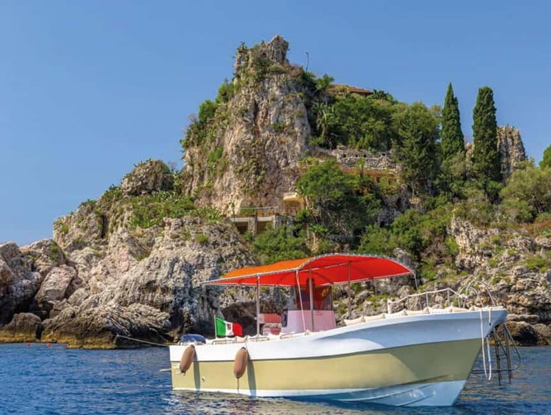 Naxos: Isola Bella, Blue Grotto, & Mazzarò Bay Boat Tour - Getting close to the Faraglioni of Capo Taormina
