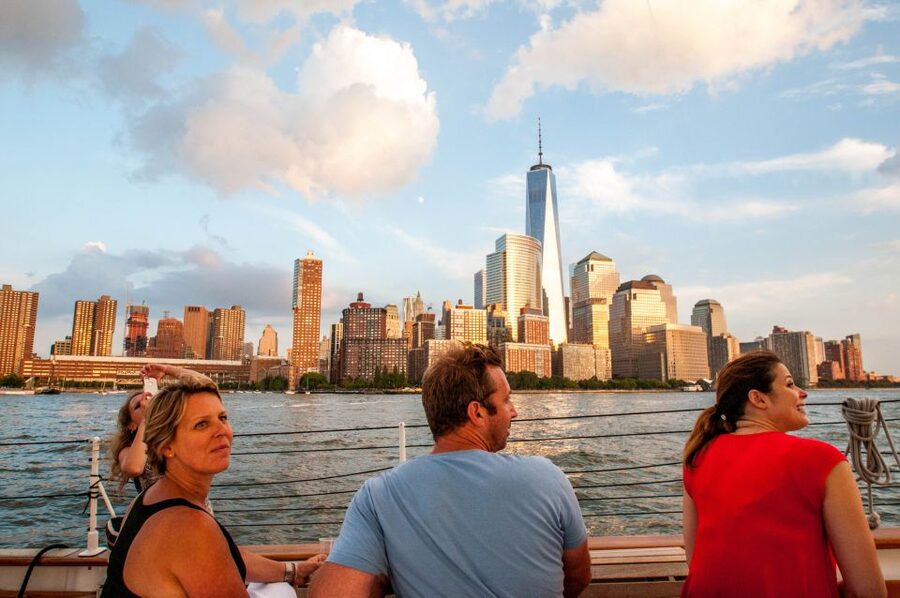 New York City: Sunset Sail Aboard a Schooner - Ellis Island and the approach to the Statue of Liberty