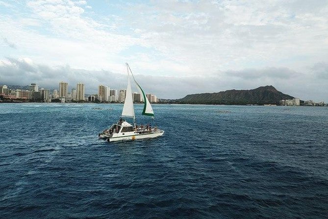 Oahu Catamaran Waikiki Sunset on 40 Foot Catamaran: Food and BYOB - Setting out from Pier A at 5:15 pm
