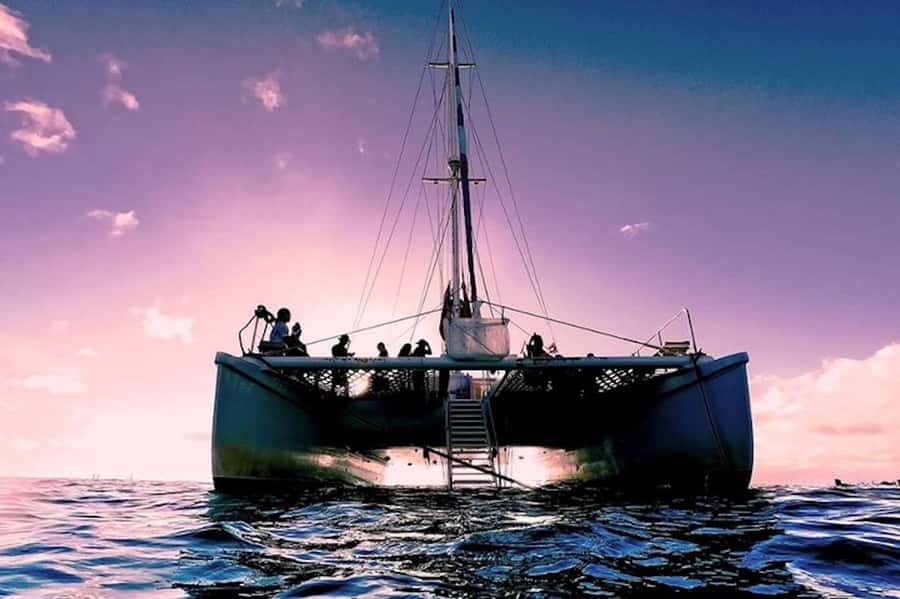 Oahu: Waikiki Sunset Catamaran Sail and Swim - The pink sails and the Diamond Head view