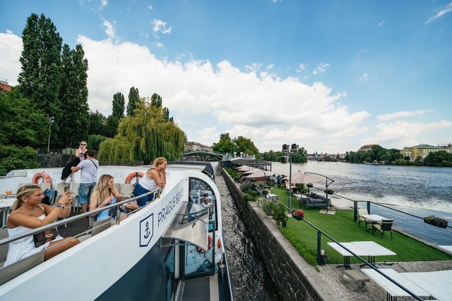Prague: Vltava River Lunch Cruise in an Open-Top Glass Boat - Key points at a glance