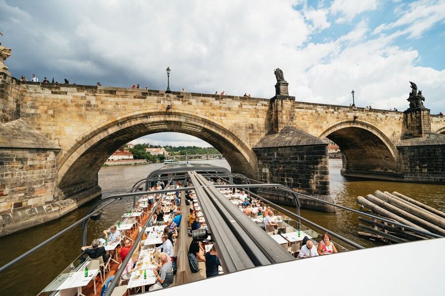 Prague: Vltava River Lunch Cruise in an Open-Top Glass Boat - A buffet lunch with more choice than expected