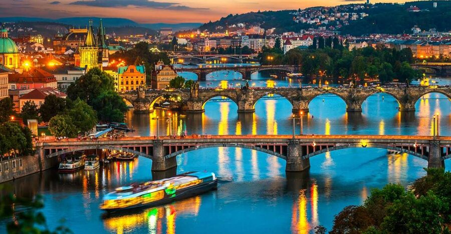 Prague: Vltava River Night Cruise with Buffet - The Vltava route, from Charles Bridge to Vyšehrad