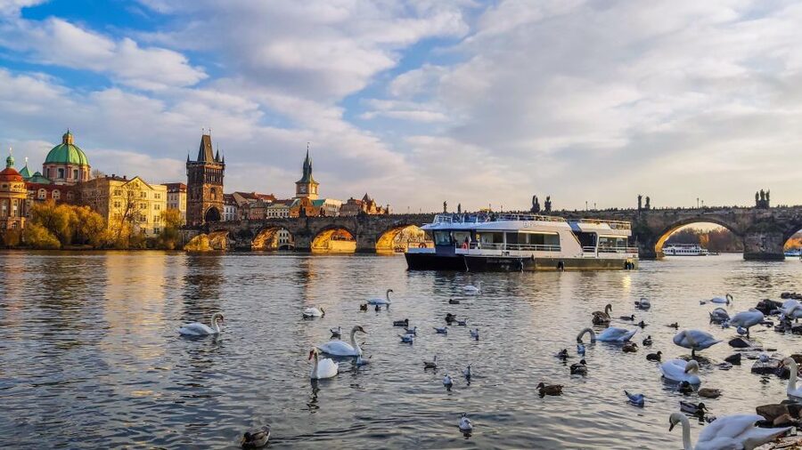 Prague: Vltava River Sightseeing Cruise - Inside the modern cabin