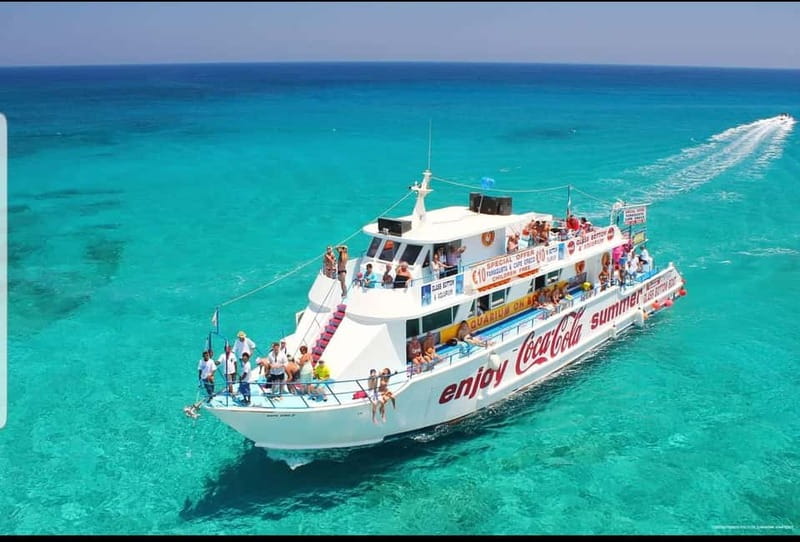 Protaras: Famagusta, Blue Lagoon and Turtle Cove Boat Trip - What the 32-Meter Boat Offers