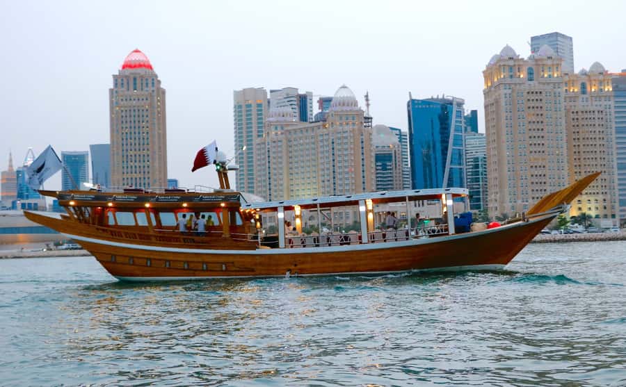Qatar: Doha Sightseeing Cruise Onboard an Arabic Dhow Boat - Finding National Cruise at the Green Container