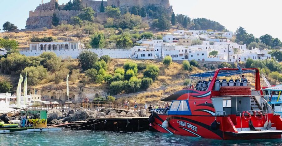 Rhodes: High Speed Cruise to Lindos - Mandraki Harbour and the eastern coast