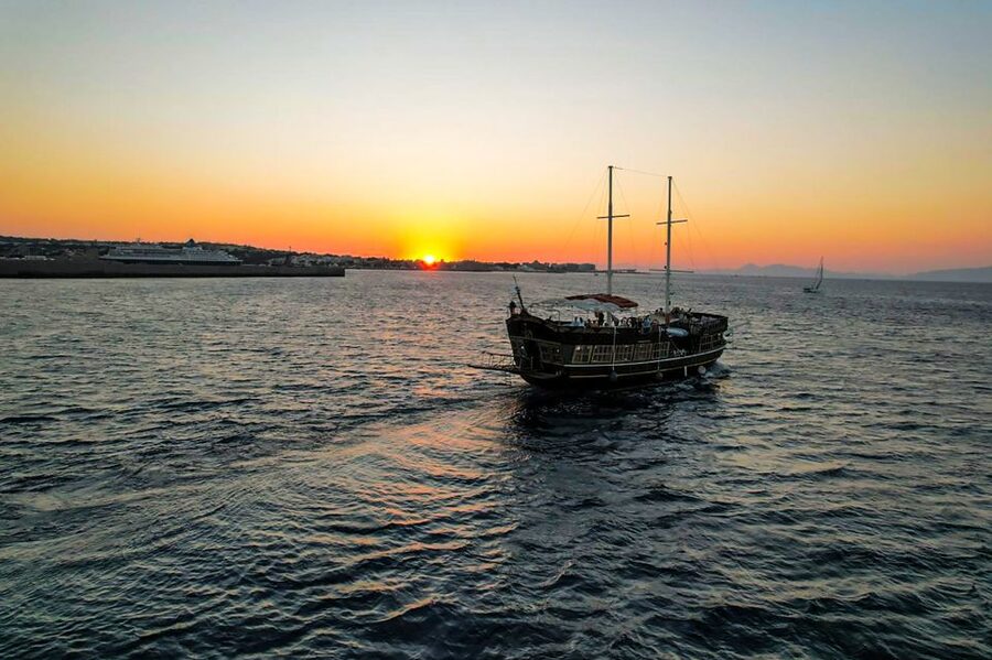Rhodes: Sunset Cruise with Greek BBQ and Unlimited Drinks - Kallithea Springs: one hour for swimming