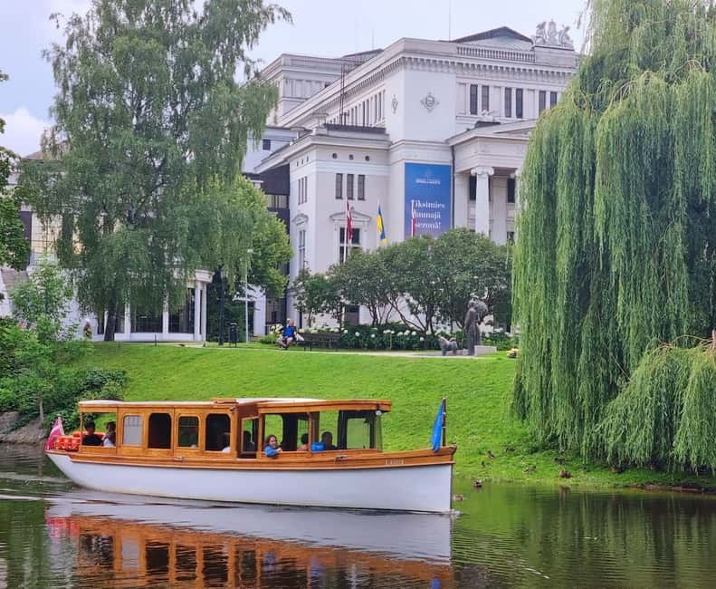 Riga: Canal & Daugava Cruise on a Historic Wooden Boat - The National Library and Old Riga across the water