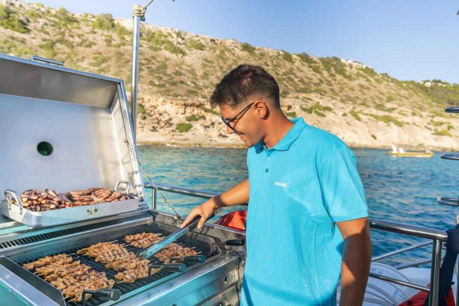 S'Arenal: Sunset Catamaran Cruise with BBQ - Palma Bay views as the boat heads south
