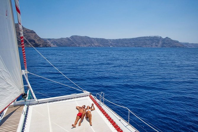 Sailing Catamaran Cruise in Santorini with BBQ, Drinks and Transfer - How much value do you get for $95.53?