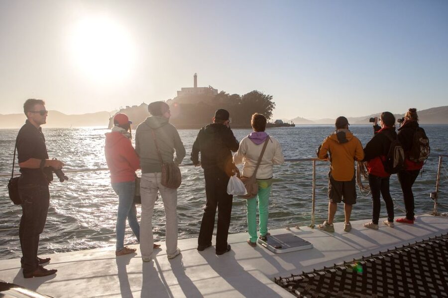 San Francisco Bay Sunset Cruise by Luxury Catamaran - Alcatraz, the first big landmark on the water