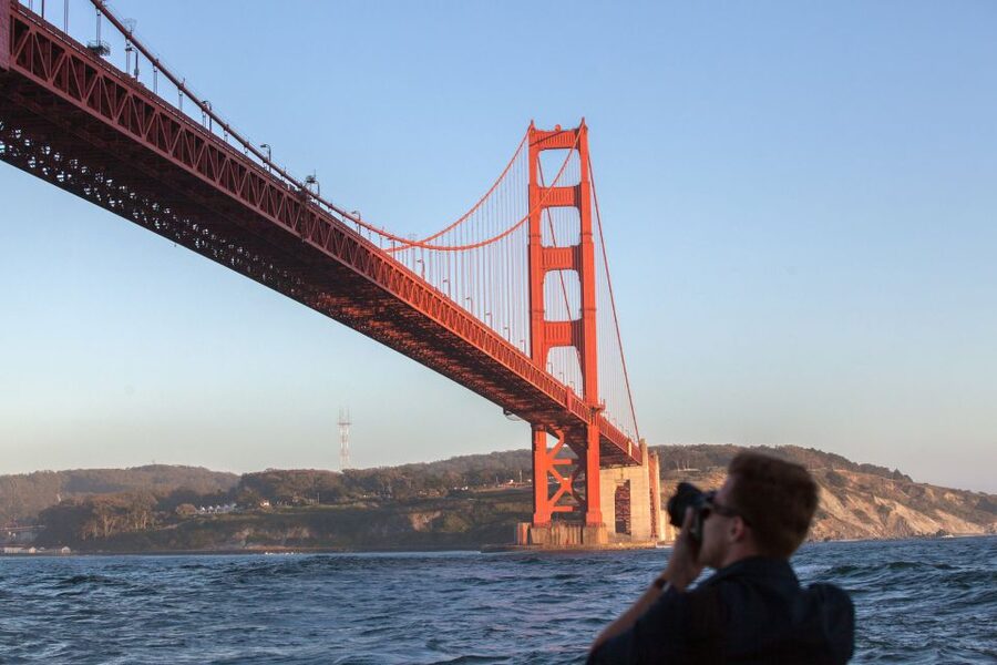 San Francisco Bay Sunset Cruise by Luxury Catamaran - The Golden Gate Bridge from underneath
