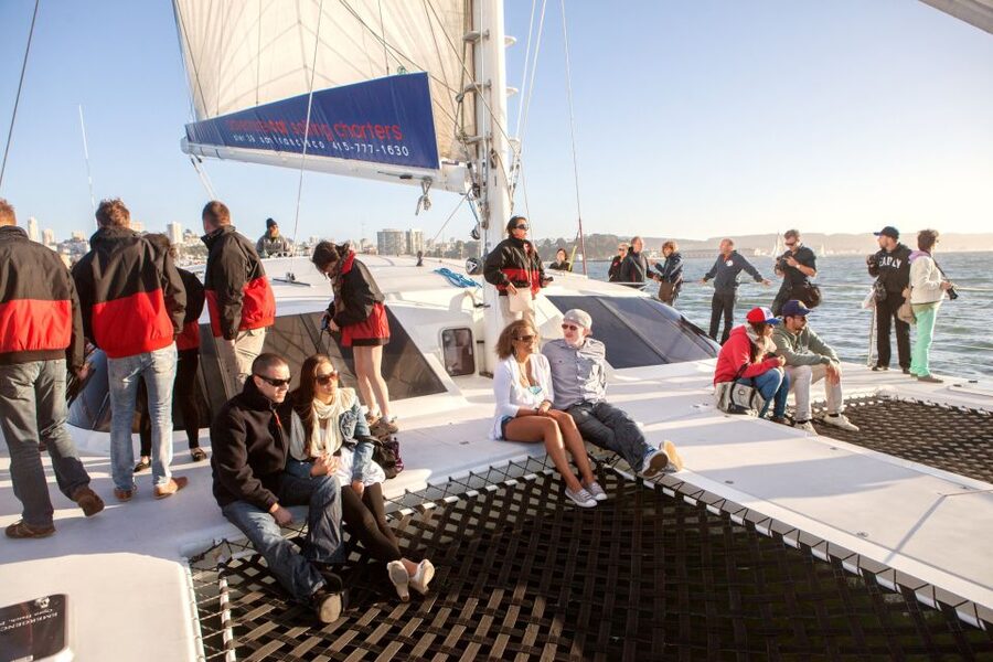 San Francisco Bay Sunset Cruise by Luxury Catamaran - Sausalito and the return toward the glowing city