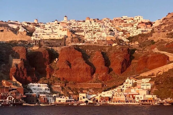 Santorini Catamaran Cruise with Greek Meal, Open-Bar and Sunset - A Greek meal served on the catamaran