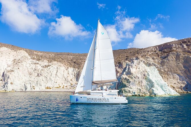 Santorini Classic Catamaran Cruise with BBQ, Drinks and Transfers - Red Beach and White Beach by Catamaran