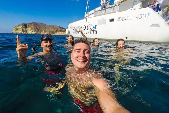 Santorini Classic Catamaran Cruise with BBQ, Drinks and Transfers - The Boat, Crew, and Onboard Comfort