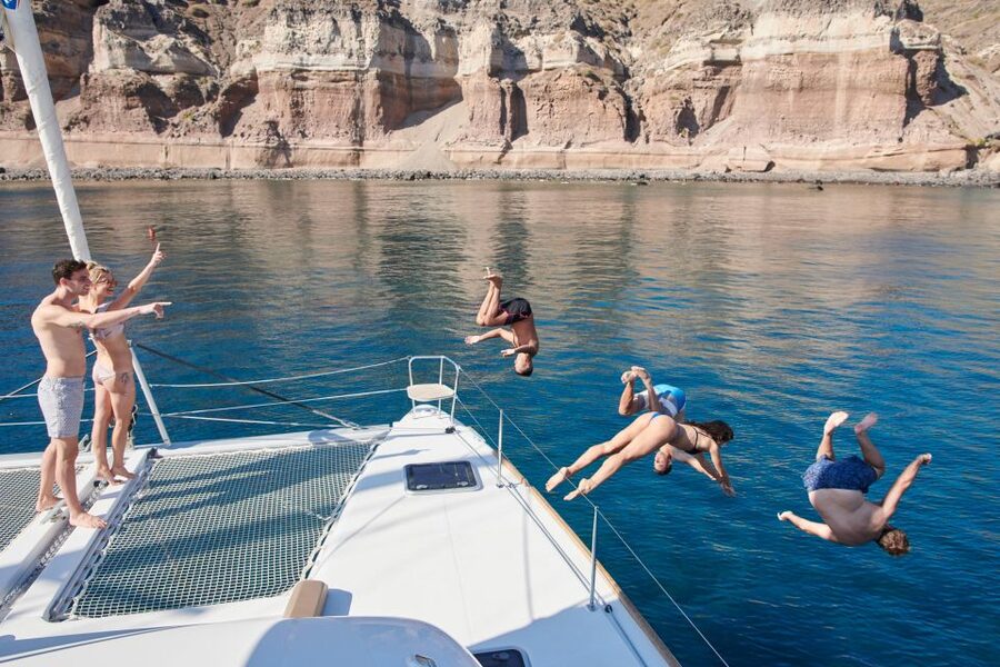 Santorini Gold Catamaran Cruise with Snorkel, BBQ & Open Bar - Key things to know before booking