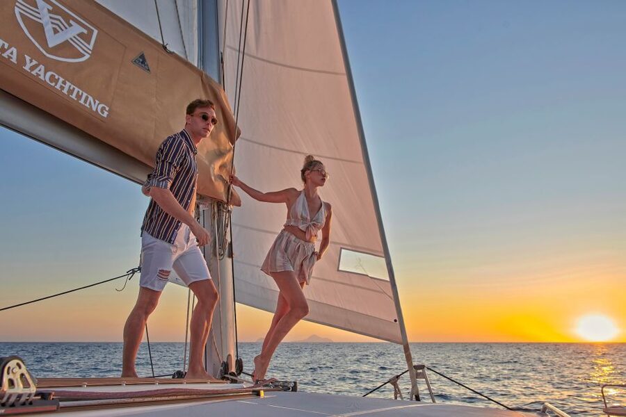 Santorini Gold Catamaran Cruise with Snorkel, BBQ & Open Bar - Timing, weather, and what to bring