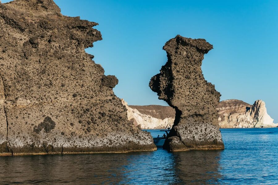 Santorini: Sailing Catamaran Cruise with BBQ and Drinks - Mesa Pigadia, caves, and the first long swim