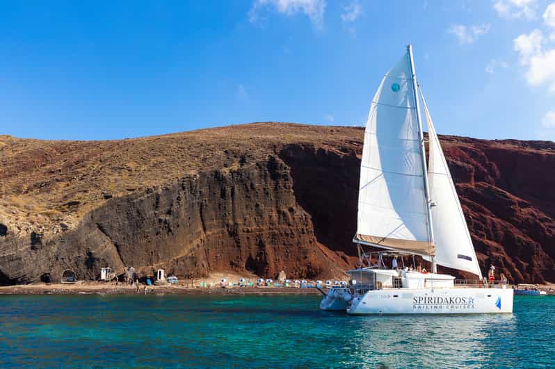 Santorini: Sailing Catamaran Cruise with BBQ and Drinks - From Thera to Vlychada Port