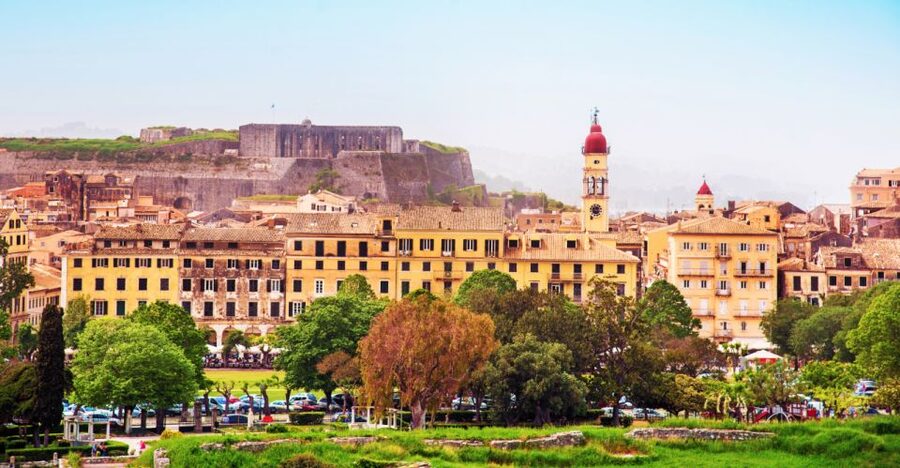 Saranda: Corfu Town and Palaiokastritsa Day Trip with Cruise - Corfu Town: Venetian lanes and grand squares