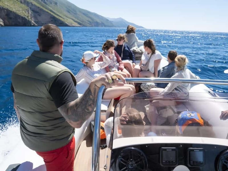 Secret Blue Cave & Grama Bay - Speed Boat Tour - Leaving Vlorë on a Small Speedboat