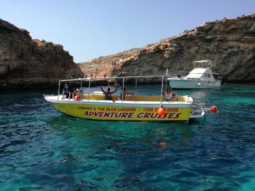 Sliema: Boat Trip to Comino Blue Lagoon, Gozo, and Caves - Leaving Sliema on a compact powerboat