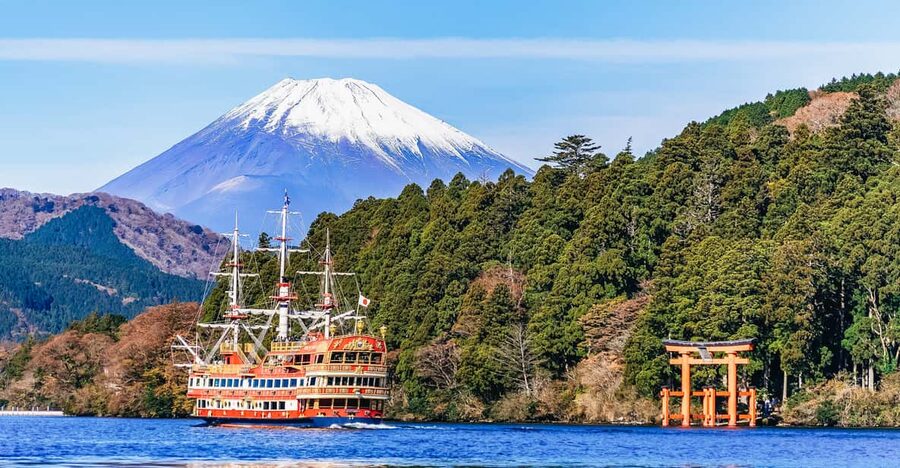Tokyo Mt Fuji 5th St & Hakone Cruise Bus Tour w/Bullet Train - Hakone ropeway above the volcanic slopes